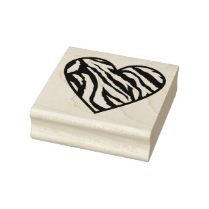 Carimbo De Borracha Coração Listrado de Zebra
