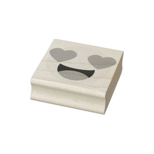Carimbo De Borracha Coração Olhos Emoji Wood Art Stamp