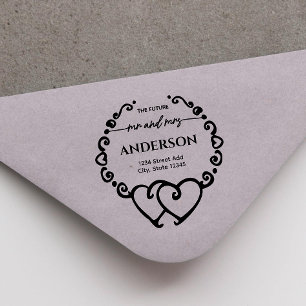 Carimbo De Borracha coraçãozinho Futuro mr e mrs Endereço de retorno