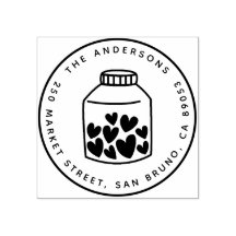 Corações Cutes Nome Arredondado Mason Jar Endereço