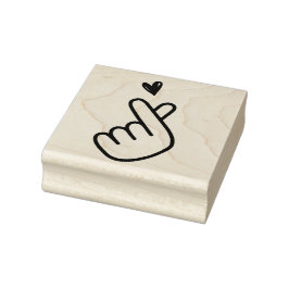 Carimbo De Borracha Coreano K-pop Coração Vermelho Azul na Mão