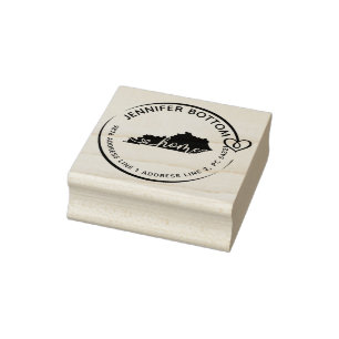 Carimbo De Borracha Coroa de Coração do Mapa de Kentucky