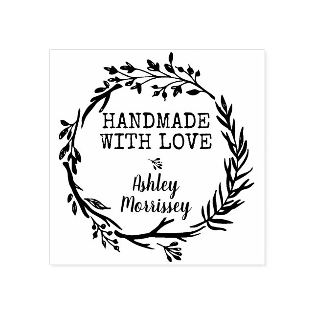 Carimbo De Borracha Coroa de Folhagem Rústica Feita à Mão Crie a Sua (Impressão)