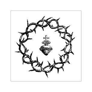 Carimbo De Borracha Coroa de Thorn Sagrado Coração de Jesus Religios