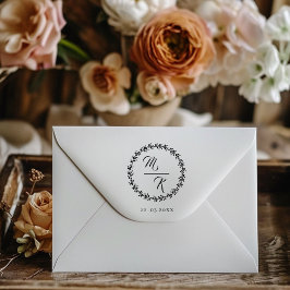 Carimbo De Borracha Coroa elegante, monograma clássico