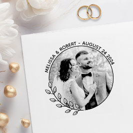 Carimbo De Borracha Coroa Redonda Personalizada com Foto Casamento Sav