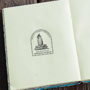 Carimbo De Borracha Coruja Vintage Personalizada De da Biblioteca De 