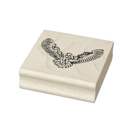 Carimbo De Borracha Coruja voadora branca e negra