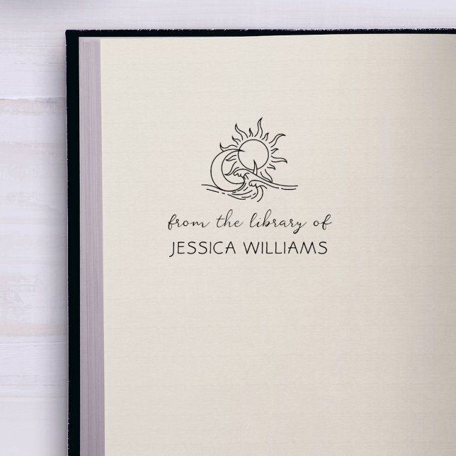 Carimbo De Borracha Cosmic Elements Handwritten Custom Library Book (Criador carregado)