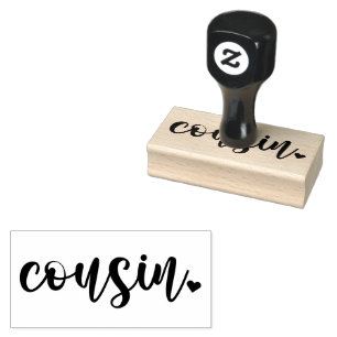 Carimbo De Borracha Cousin Heart Wood Art Stamp