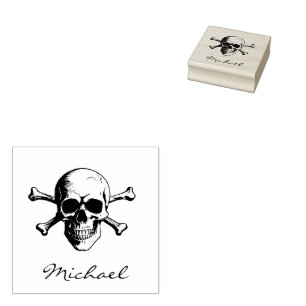 Carimbo De Borracha Crânio e Crossbones Personalizados do Halloween
