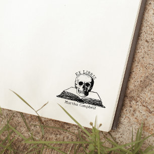 Carimbo De Borracha Crânio Gótico Personalizado Ex Libris Biblioteca L