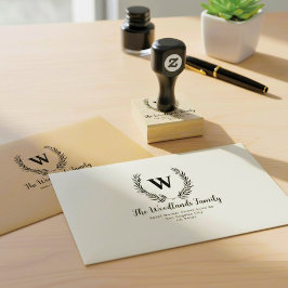 Carimbo De Borracha Create Family Name, Rustic Monogram Return Address