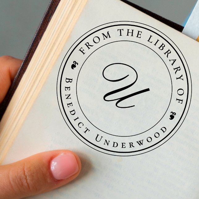 Carimbo De Borracha Create Your Own Custom Monogram & Ivy Bookplate (Criador carregado)