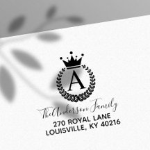 Crest Crown Wreath Monograma Endereço de devolução