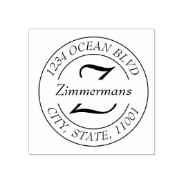 Carimbo De Borracha Crie a sua própria ronda de monogramas simples mod