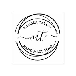 Carimbo De Borracha Crie as suas iniciais redondas de monograma