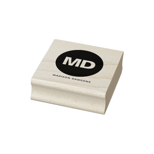 Carimbo De Borracha Crie seu próprio círculo preto Monograma personali (Carimbo)