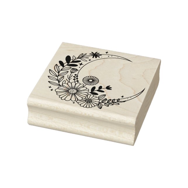 Carimbo De Borracha Crie Seu Próprio Crescente Lunar Boho com Flores S (Carimbo)