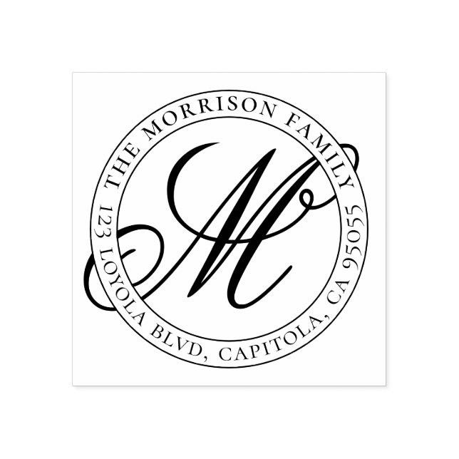 Carimbo De Borracha Crie seu próprio endereço da família Monograma de  (Impressão)