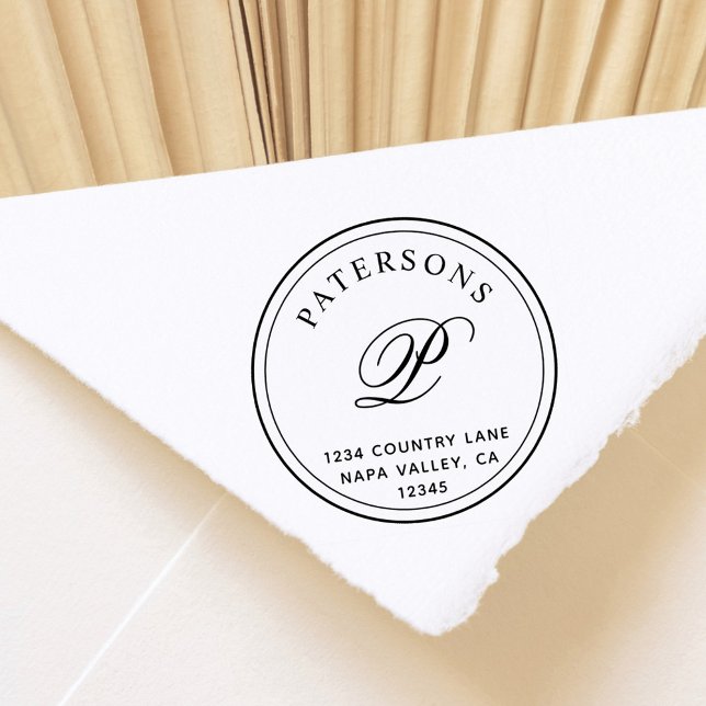 Carimbo De Borracha Crie seu próprio endereço de devolução do monogram (Criador carregado)