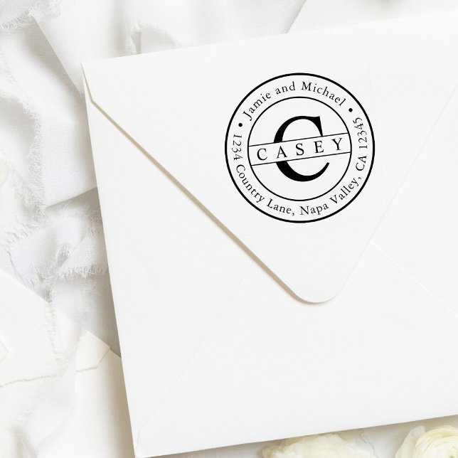 Carimbo De Borracha Crie seu próprio endereço de devolução do monogram (Criador carregado)