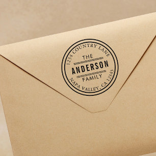 Carimbo De Borracha Crie seu próprio endereço de devolução em círculo