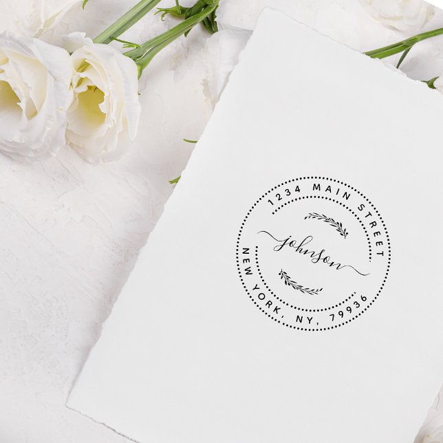 Carimbo De Borracha Crie seu próprio endereço de devolução moderno e r (Criador carregado)