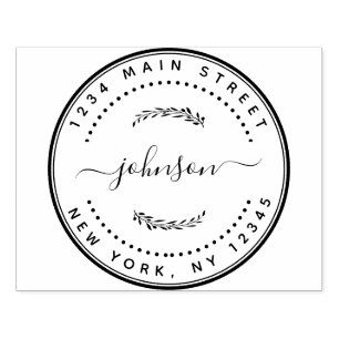 Carimbo De Borracha Crie seu próprio endereço de devolução moderno red