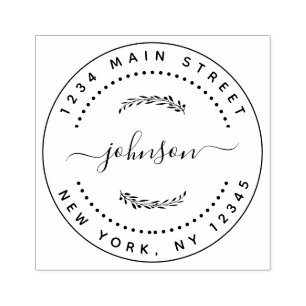 Carimbo De Borracha Crie seu próprio endereço de devolução moderno red