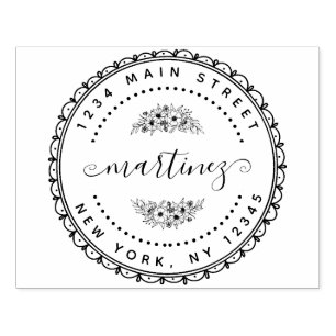 Carimbo De Borracha Crie seu próprio endereço de devolução moderno red