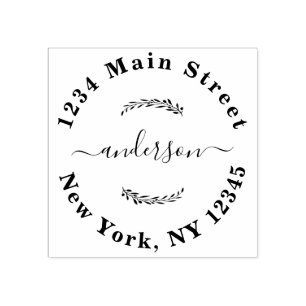 Carimbo De Borracha Crie seu próprio endereço de retorno redondo moder