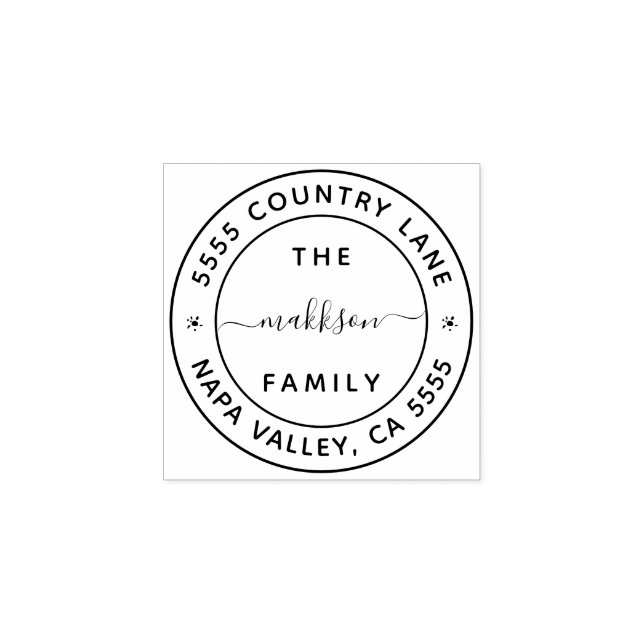 Carimbo De Borracha Crie seu próprio nome familiar Endereço de devoluç (Impressão)