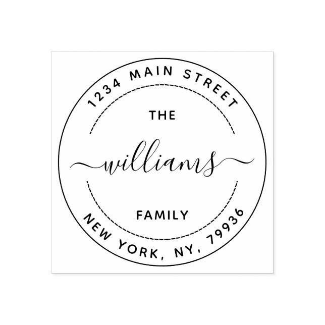 Carimbo De Borracha Crie seu próprio nome moderno da família Endereço  (Impressão)