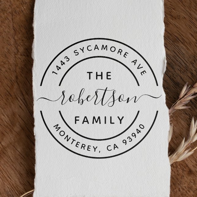 Carimbo De Borracha Crie seu próprio nome moderno da família Endereço  (Criador carregado)