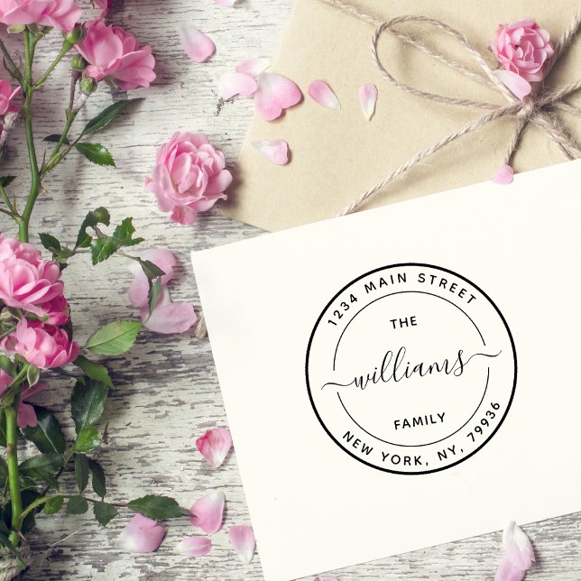 Carimbo De Borracha Crie seu próprio nome moderno da família Endereço  (Criador carregado)