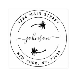 Carimbo De Borracha Crie Seu Próprio Palm Tres Redonda Endereço de Dev