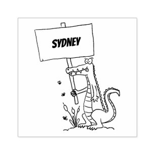 Carimbo De Borracha Crocodilo engraçado, alinhador com cartoon