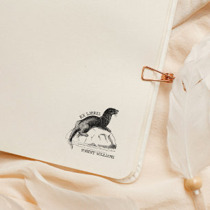 Carimbo De Borracha Cuja Vintage Sea Otter Book Ex Libris