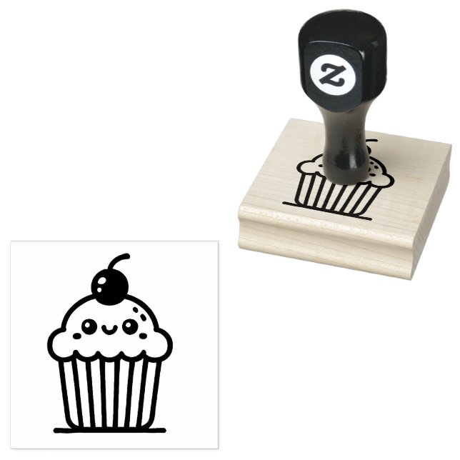 Carimbo De Borracha Cupcake Adorável (Carimbado)