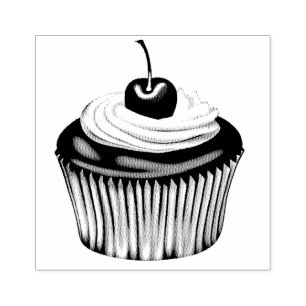 Carimbo De Borracha Cupcake com Creme chicoteado e Cereja no Topo