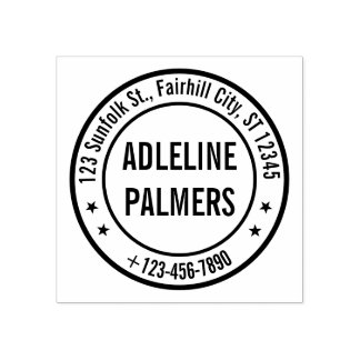 Carimbo De Borracha Custom Business Address Stamp – Round Design