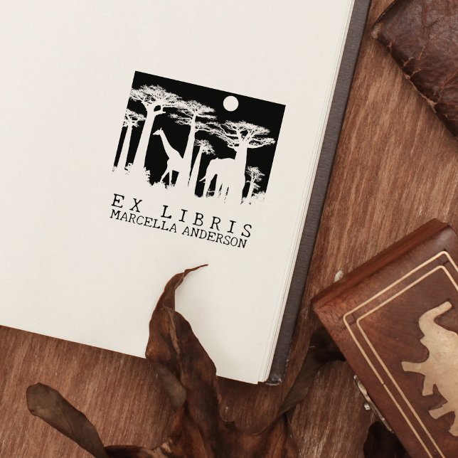 Carimbo De Borracha Custom Ex Libris, African Animals Forest Book  (Criador carregado)