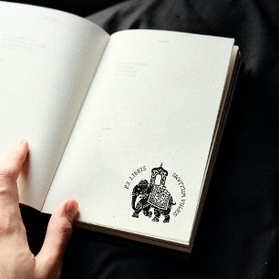 Carimbo De Borracha Custom Ex Libris, Indian Elephant Book 