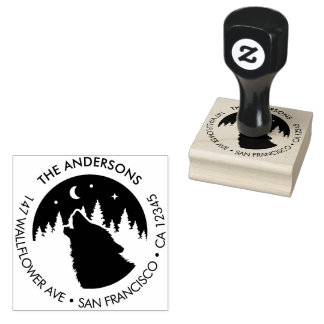 Carimbo De Borracha Custom Family Name Wolf Moon Return Wood Art Stamp