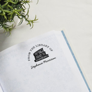 Carimbo De Borracha Custom Hand-drawn Books From The Library Of Name