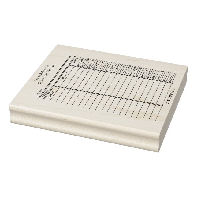 Carimbo De Borracha CUSTOM Library Card- Old School Wood Art Stamp (Carimbo)