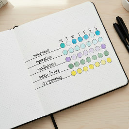 Carimbo De Borracha Custom Weekly Habit Tracker | 3" x 1.5" Journal