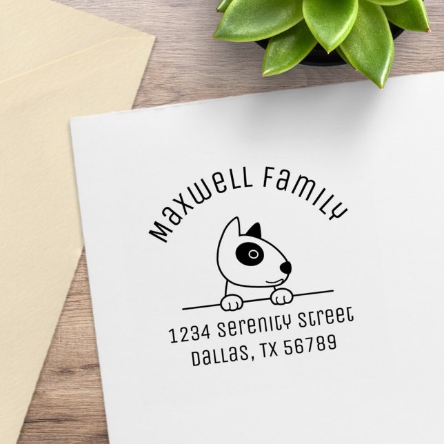 Carimbo De Borracha Cut Bull Terrier Dog Arch Family Endereço 2 (Criador carregado)