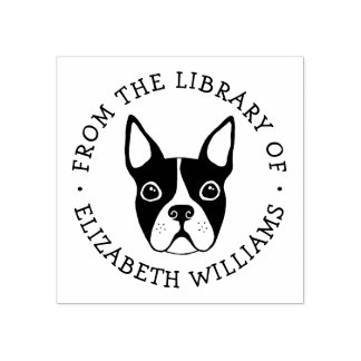 Carimbo De Borracha Cute boston terrier da biblioteca do nome do livro